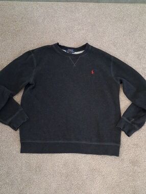 Polo Ralph Lauren Charcoal Youth Crewneck Sweatshirt with Red Pony.